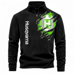 Off-Road Motorcycle Half Zip Stand Up Collar Hoodie CAR485 - Black