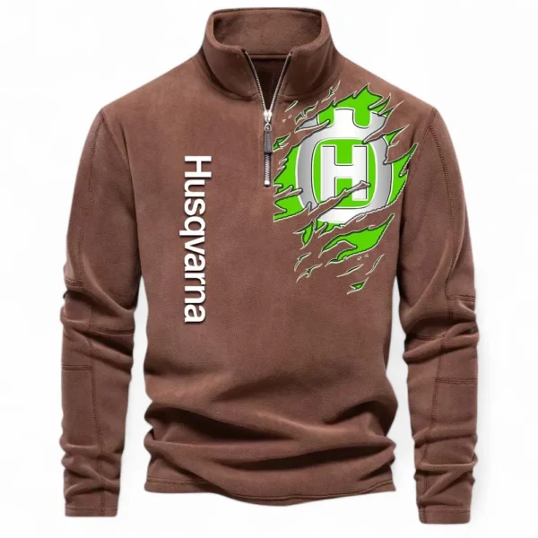 Enduro Bike Half Zip Stand Up Collar Hoodie CAR485 - Brown