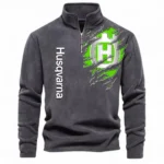 Motocross Ride Half Zip Stand Up Collar Hoodie CAR485 - Dark Gray
