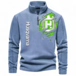 Dual-Sport Motorcycle Half Zip Stand Up Collar Hoodie CAR485 - Light Blue