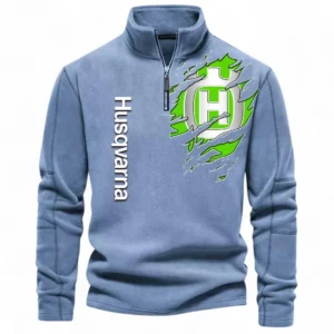 Dual-Sport Motorcycle Half Zip Stand Up Collar Hoodie CAR485 - Light Blue