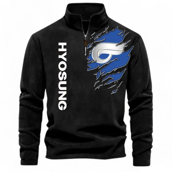 Sport Motorcycle Half Zip Stand Up Collar Hoodie CAR485 - Black