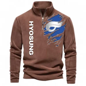 Street Bike Half Zip Stand Up Collar Hoodie CAR485 - Brown