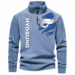 Urban Two-Wheeler Half Zip Stand Up Collar Hoodie CAR485 - Light Blue