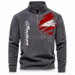 Retro Touring Motorcycle Half Zip Stand Up Collar Hoodie CAR485 - Dark Gray