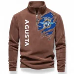 Italian Superbike Half Zip Stand Up Collar Hoodie CAR485 - Brown