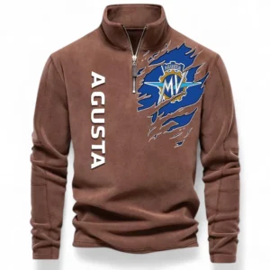 Italian Superbike Half Zip Stand Up Collar Hoodie CAR485 - Brown