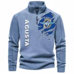 Racing Bike Half Zip Stand Up Collar Hoodie CAR485 - Light Blue