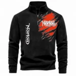 Classic British Motorcycle Half Zip Stand Up Collar Hoodie CAR485 - Black
