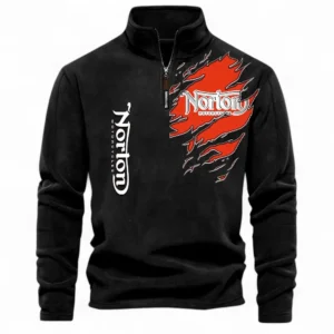 Classic British Motorcycle Half Zip Stand Up Collar Hoodie CAR485 - Black