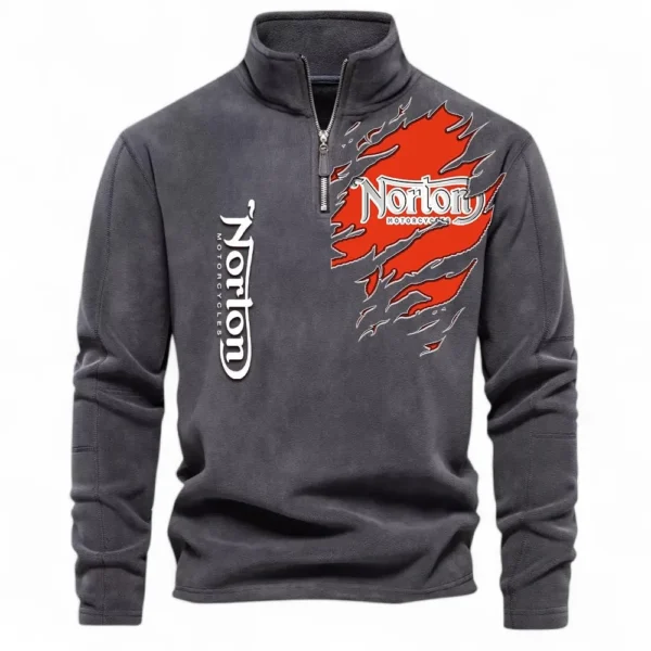 Retro Street Bike Half Zip Stand Up Collar Hoodie CAR485 - Dark Gray