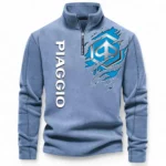 Stylish Two-Wheeler Half Zip Stand Up Collar Hoodie CAR485 - Light Blue