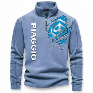 Stylish Two-Wheeler Half Zip Stand Up Collar Hoodie CAR485 - Light Blue