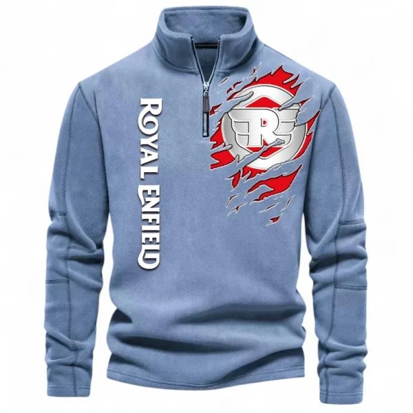 Heritage Ride Half Zip Stand Up Collar Hoodie CAR485 - Light Blue