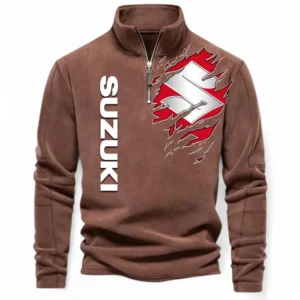 Sporty Hatchback Half Zip Stand Up Collar Hoodie CAR485 - Brown