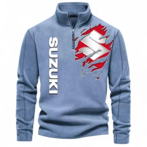 Urban Commuter Vehicle Half Zip Stand Up Collar Hoodie CAR485 - Light Blue