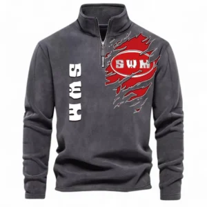 Off-Road Motorbike Half Zip Stand Up Collar Hoodie CAR485 - Dark Gray