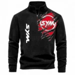 Scooter Ride Half Zip Stand Up Collar Hoodie CAR485 - Black