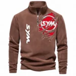 Urban Commuter Bike Half Zip Stand Up Collar Hoodie CAR485 - Brown