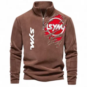 Urban Commuter Bike Half Zip Stand Up Collar Hoodie CAR485 - Brown