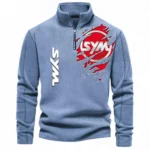 City Two-Wheeler Half Zip Stand Up Collar Hoodie CAR485 - Light Blue
