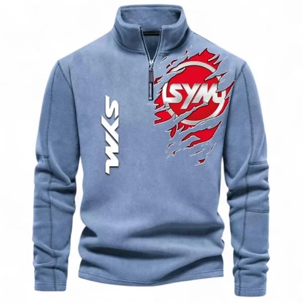 City Two-Wheeler Half Zip Stand Up Collar Hoodie CAR485 - Light Blue