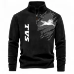Urban Commuter Bike Half Zip Stand Up Collar Hoodie CAR485 - Black
