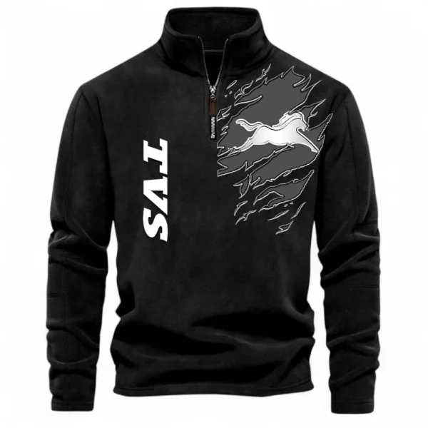 Urban Commuter Bike Half Zip Stand Up Collar Hoodie CAR485 - Black