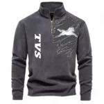 Lightweight Scooter Half Zip Stand Up Collar Hoodie CAR485 - Dark Gray