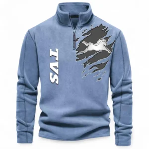 Agile Street Ride Half Zip Stand Up Collar Hoodie CAR485 - Light Blue