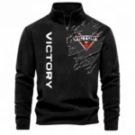 Cruiser Motorcycle Half Zip Stand Up Collar Hoodie CAR485 - Black