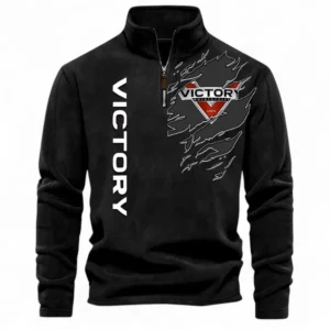 Cruiser Motorcycle Half Zip Stand Up Collar Hoodie CAR485 - Black
