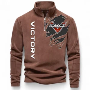 Touring Motorcycle Half Zip Stand Up Collar Hoodie CAR485 - Brown