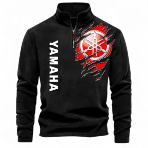 Motorcycle Half Zip Stand Up Collar Hoodie CAR485 - Black