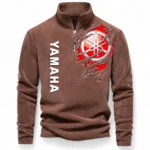 Sport Bike Half Zip Stand Up Collar Hoodie CAR485 - Brown