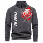 Touring Motorcycle Half Zip Stand Up Collar Hoodie CAR485 - Dark Gray