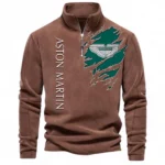 Track Motorcycle Half Zip Stand Up Collar Hoodie CAR486 - Brown