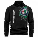 Italian Sport Sedan Half Zip Stand Up Collar Hoodie CAR486 - Black
