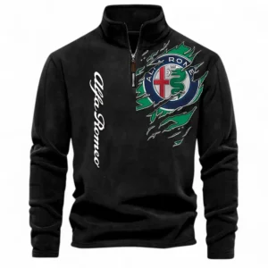 Italian Sport Sedan Half Zip Stand Up Collar Hoodie CAR486 - Black