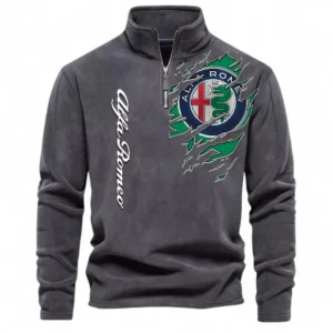 Luxury Roadster Half Zip Stand Up Collar Hoodie CAR486 - Dark Gray