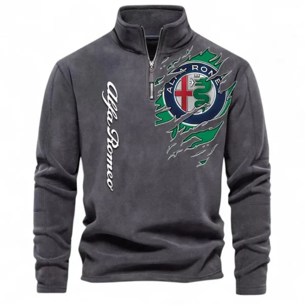 Luxury Roadster Half Zip Stand Up Collar Hoodie CAR486 - Dark Gray