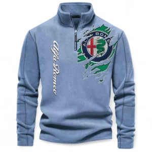 Elegant Touring Car Half Zip Stand Up Collar Hoodie CAR486 - Light Blue