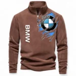 Urban Luxury Auto Half Zip Stand Up Collar Hoodie CAR486 - Brown