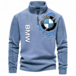 Prestige Automobile Half Zip Stand Up Collar Hoodie CAR486 - Light Blue