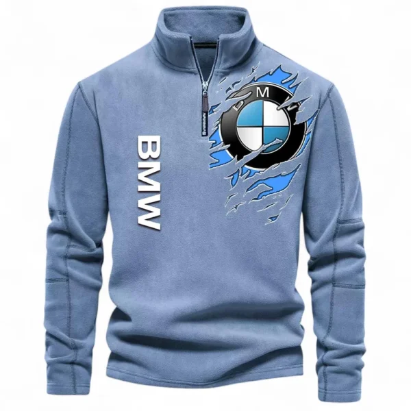 Prestige Automobile Half Zip Stand Up Collar Hoodie CAR486 - Light Blue
