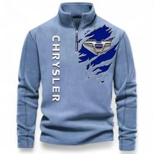 Minivan Half Zip Stand Up Collar Hoodie CAR486 - Light Blue