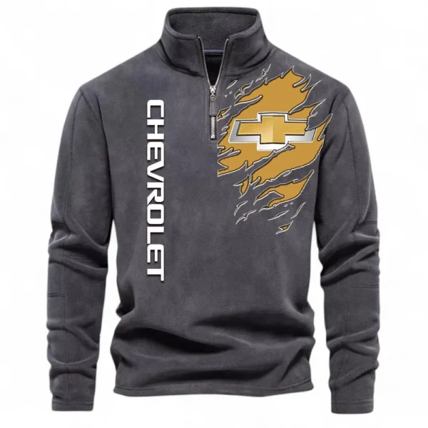 Sporty Compact Vehicle Half Zip Stand Up Collar Hoodie CAR486 - Dark Gray