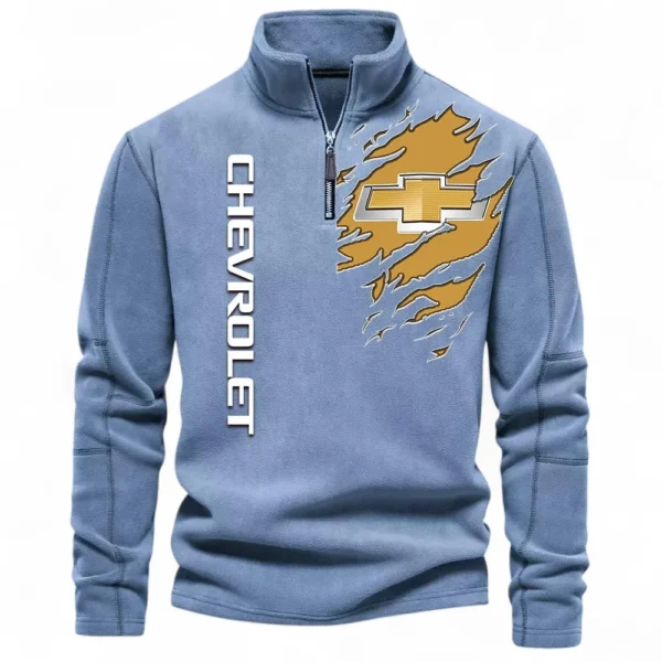 Urban Commuter Car Half Zip Stand Up Collar Hoodie CAR486 - Light Blue