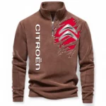 Urban Sedan Half Zip Stand Up Collar Hoodie CAR486 - Brown