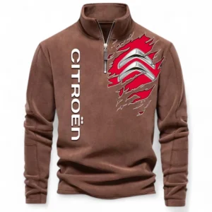 Urban Sedan Half Zip Stand Up Collar Hoodie CAR486 - Brown